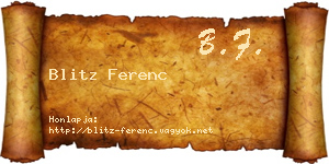 Blitz Ferenc névjegykártya